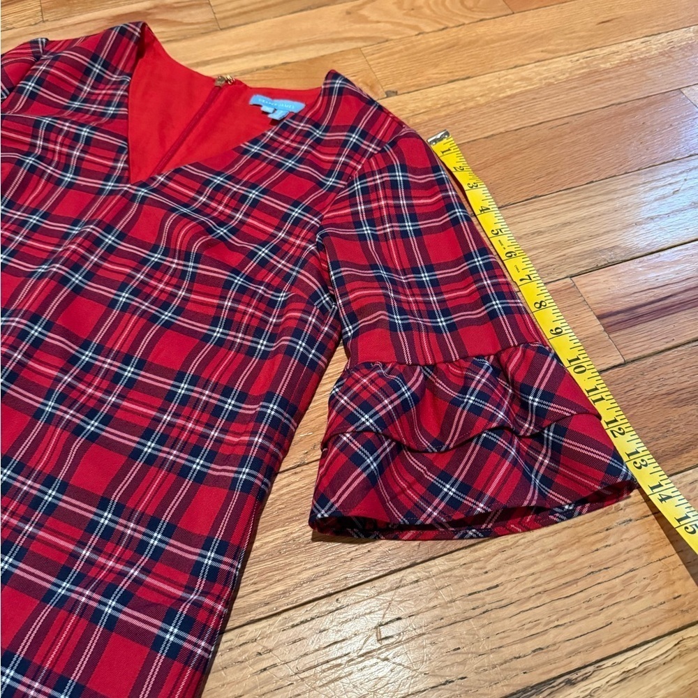 Draper James Angie Red Check/Plaid Ruffle Sleeve Shift Dress Women’s Size 2 - Picture 13 of 15